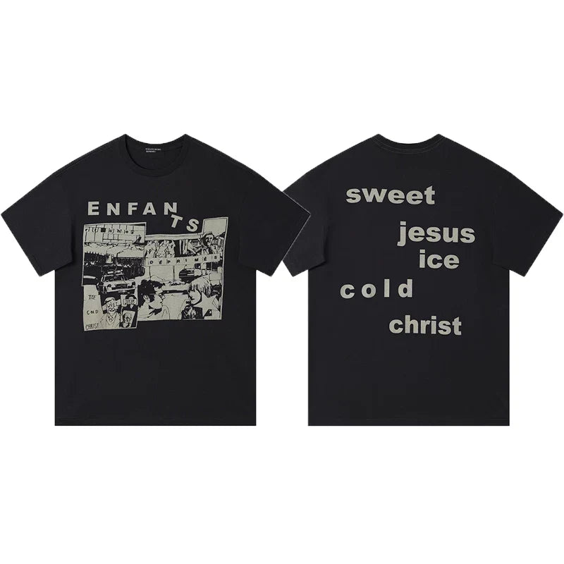 ERD “Sweet Jesus Ice Cold Christ” Cartoon Motel T-Shirt — Black