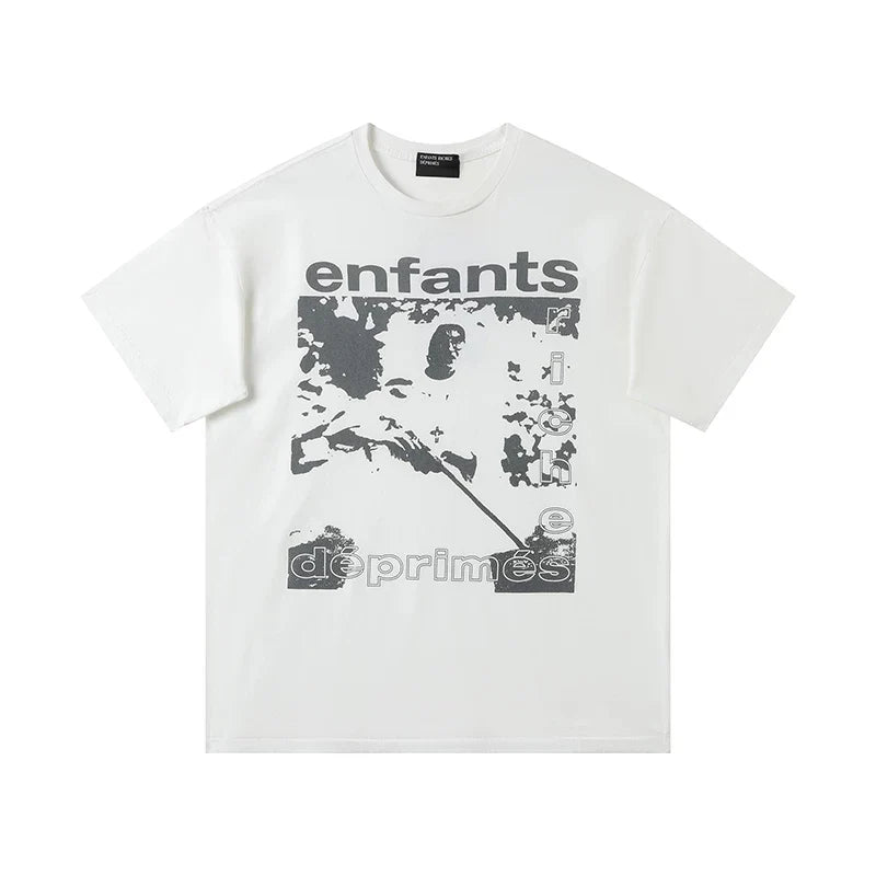 ERD “enfants / déprimès” Hunter Portrait T-Shirt — White