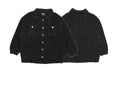 ERD Silver Button Cable-Knit Trucker Jacket - Black
