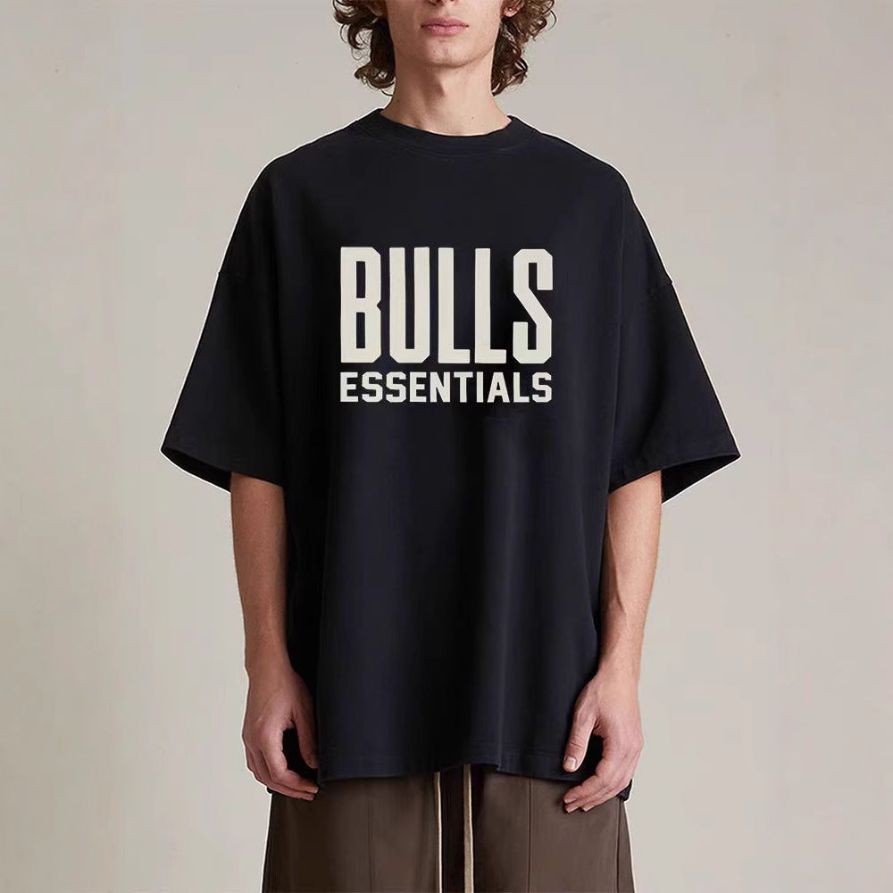 Double Line ESSENTIALS American High Street Summer New T-shirt Co branded Team Series Short Sleeve Men's and Women's Same Style