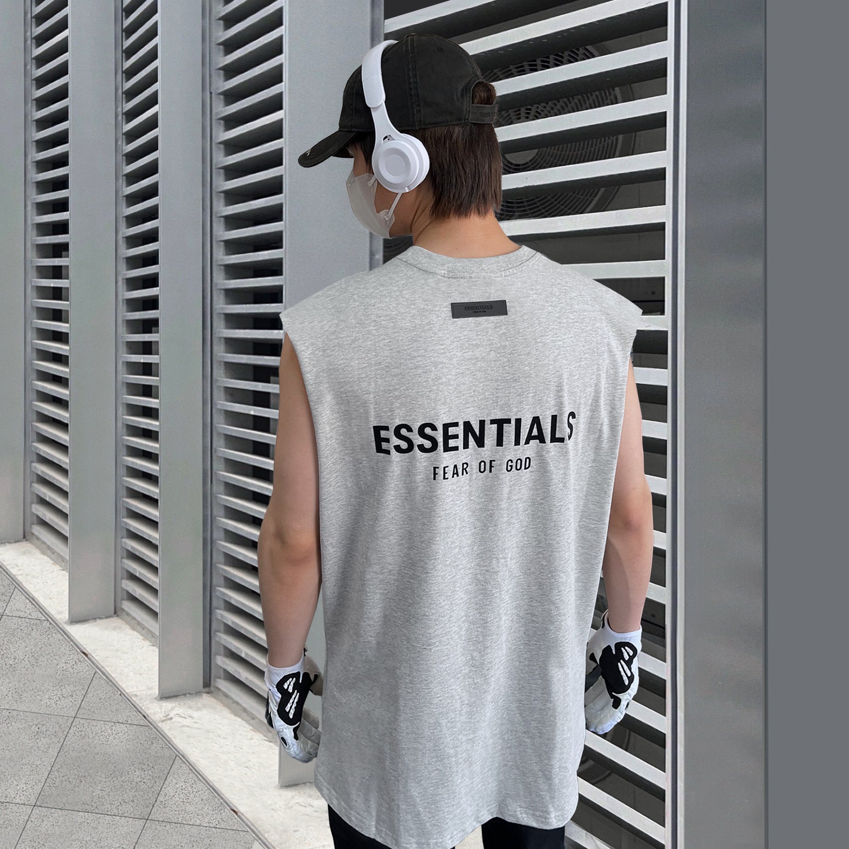 ESSENTIALS HHH American Trendy Brand Plush Basic Sleeveless FOG Summer T-shirt Loose High Street Bottom Shirt for Men