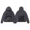 ERD Tone-on-Tone Crowd Graphic Zip-Up Hoodie — Washed Ash