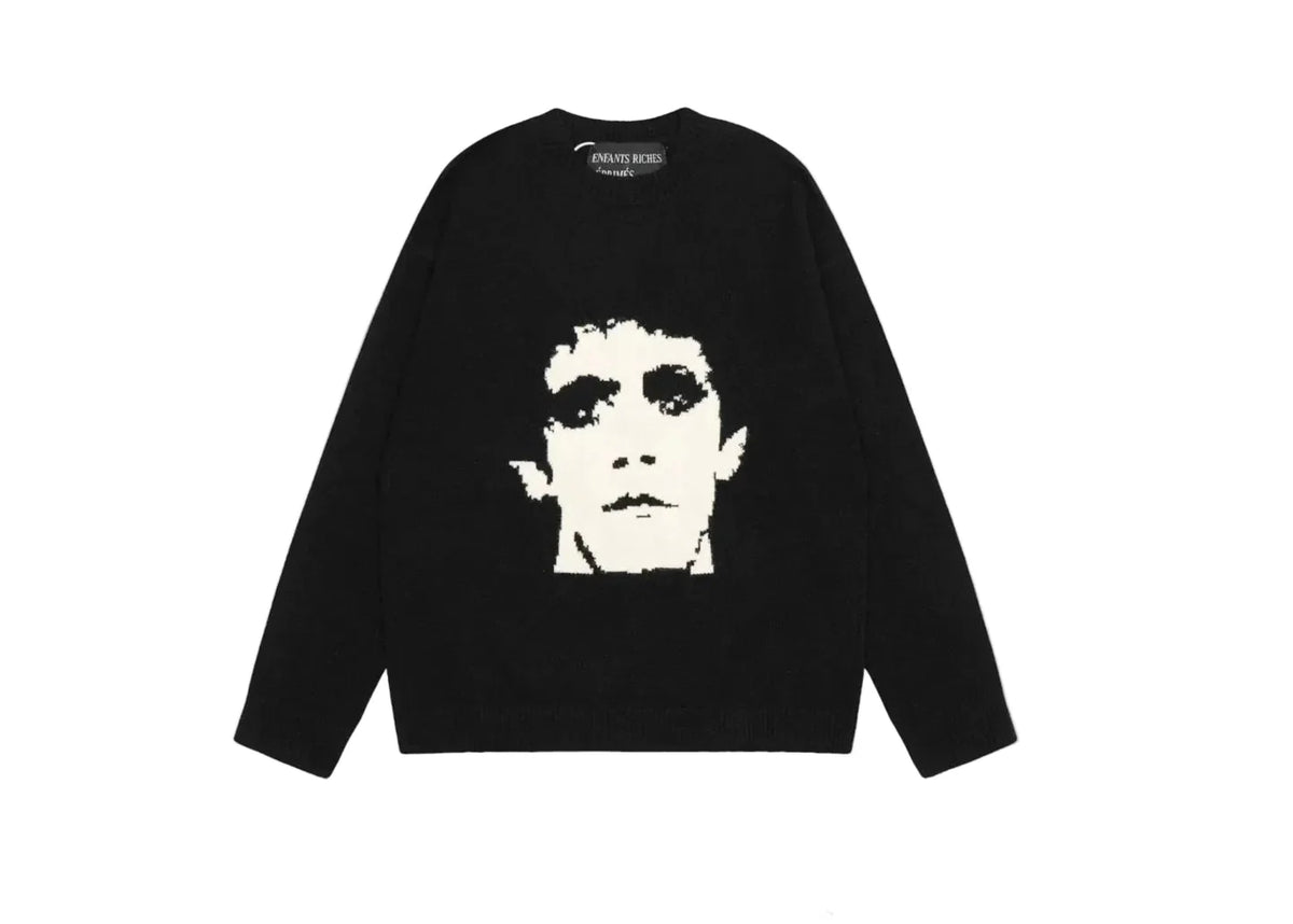 ERD Lou Reed Portrait Jacquard Knit Sweater — Black