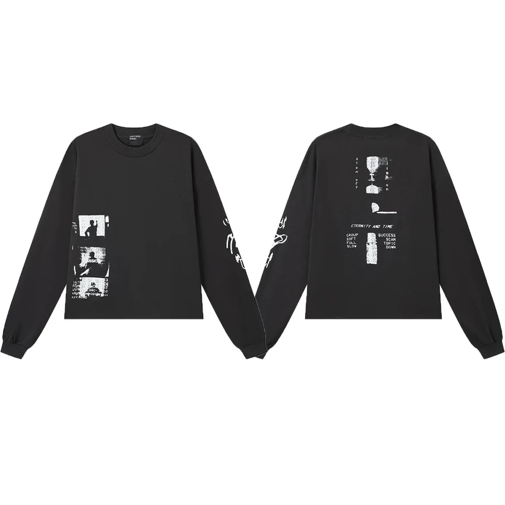 ERD “Eternity and Time” Hourglass Long Sleeve T-Shirt — Black