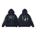 ERD “Haticire pour Givmes” Graphic Zip-Up Hoodie — Washed Black