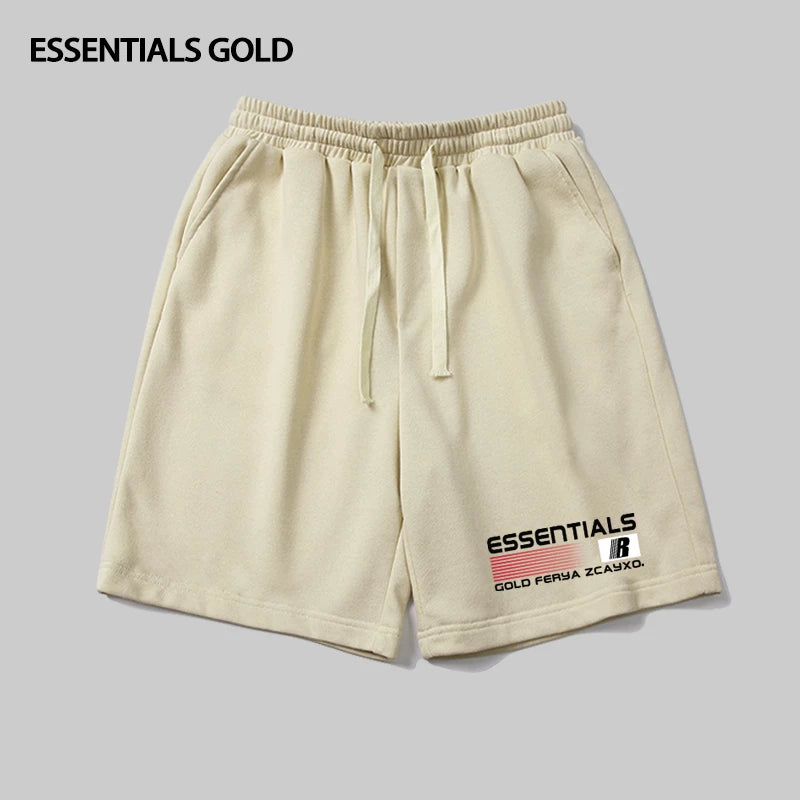 ESSENTIALS Creative Letter Printed Drawstring Sports Pentagram Pants for Men and Women Summer Trendy Brand Couple Wide Leg Shorts