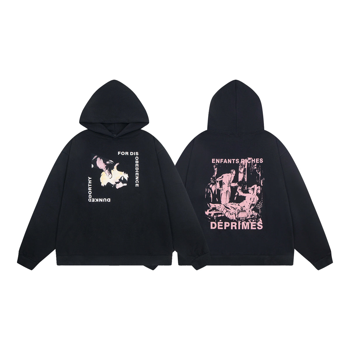 ERD “Dunked Dorothy” Baroque Pullover Hoodie — Black / Pink