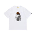 BAPE Style Snake Print & Baby Ape Head Short-Sleeve Tee - White