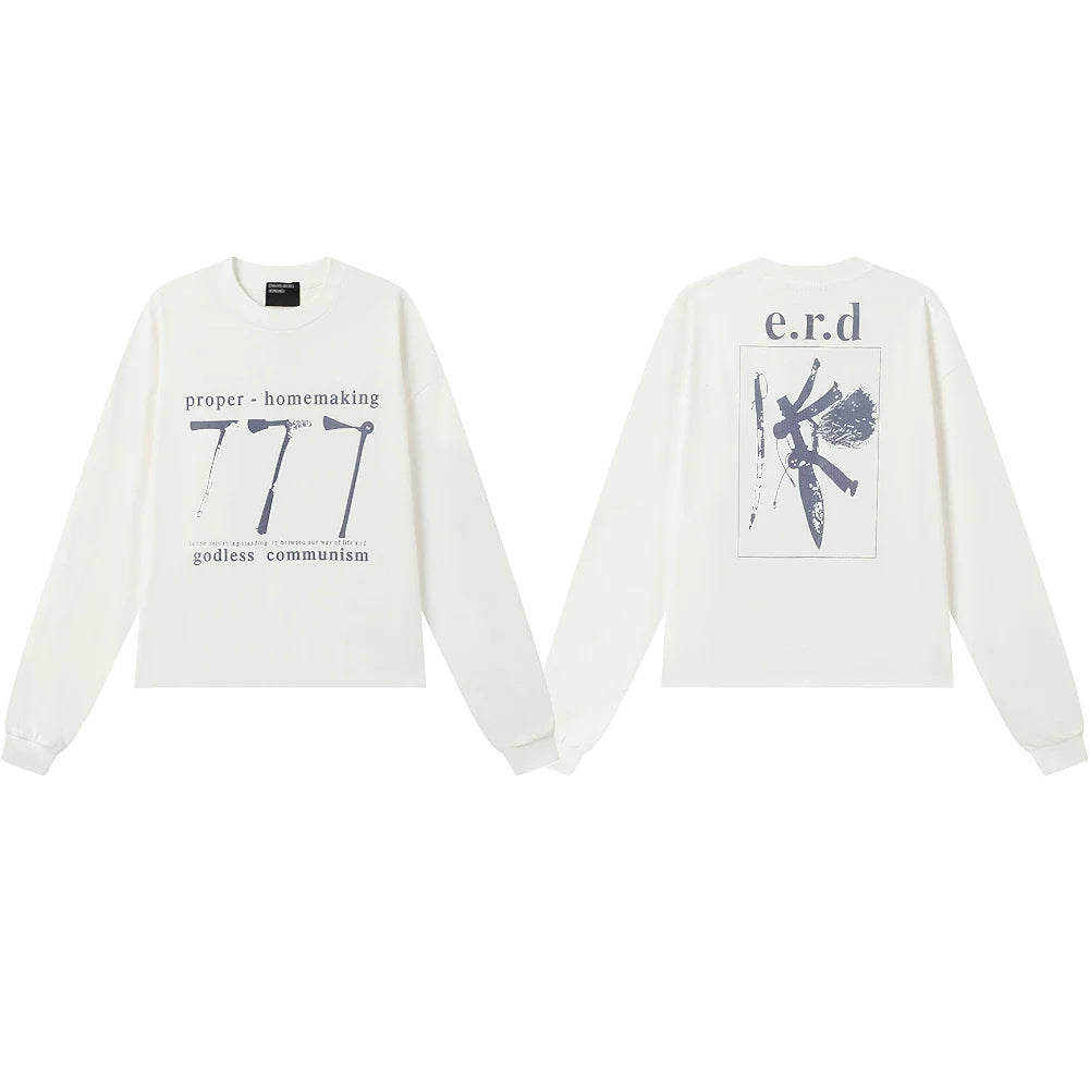 ERD “Proper Homemaking / Godless Communism” Tools Long Sleeve T-Shirt — White