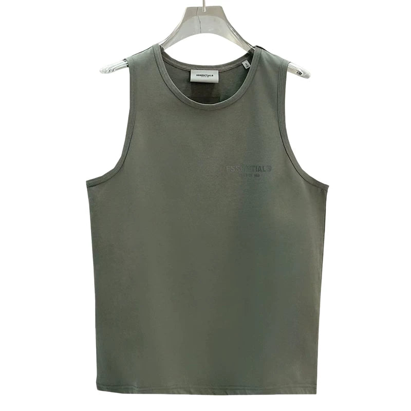 Essentials sleeveless T-shirt for men, made of pure cotton, loose fitting, American style, with a shoulder and cut sleeves, sweatshirt, sports vest for men