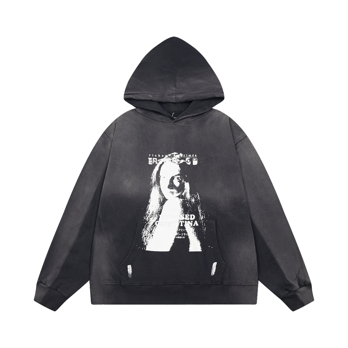 ERD Overexposed Portrait Pullover Hoodie — Washed Charcoal