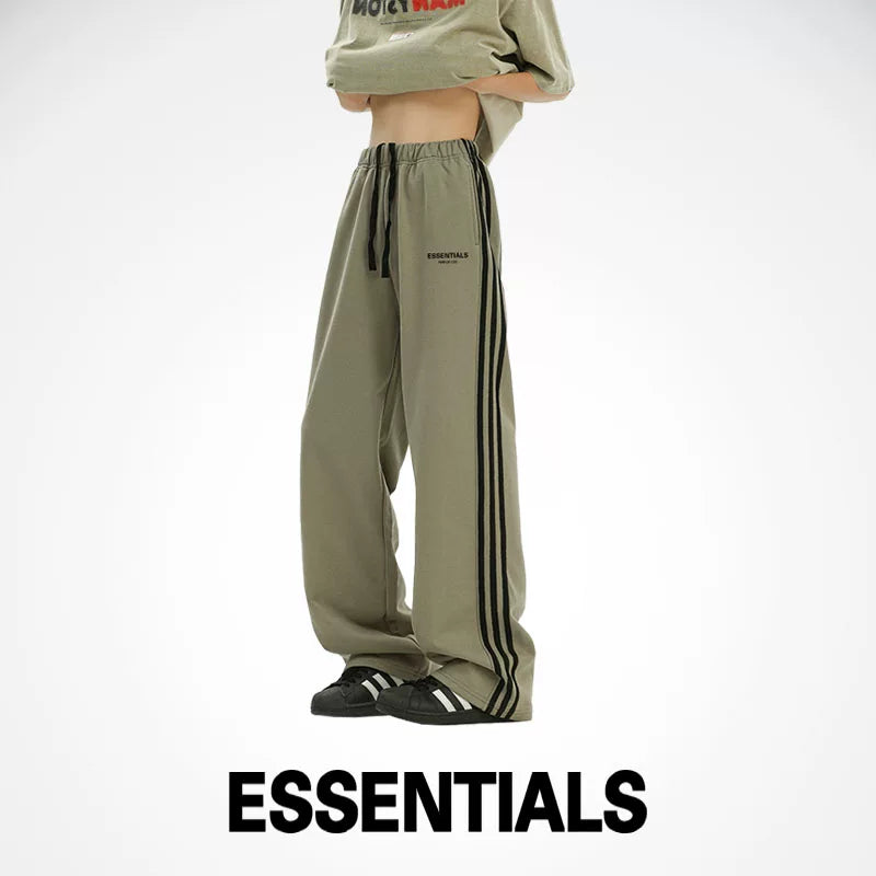 ESSENTIALS official straight leg sweatpants men's and women's autumn and winter trendy brand FOG double line three bar casual sports pants