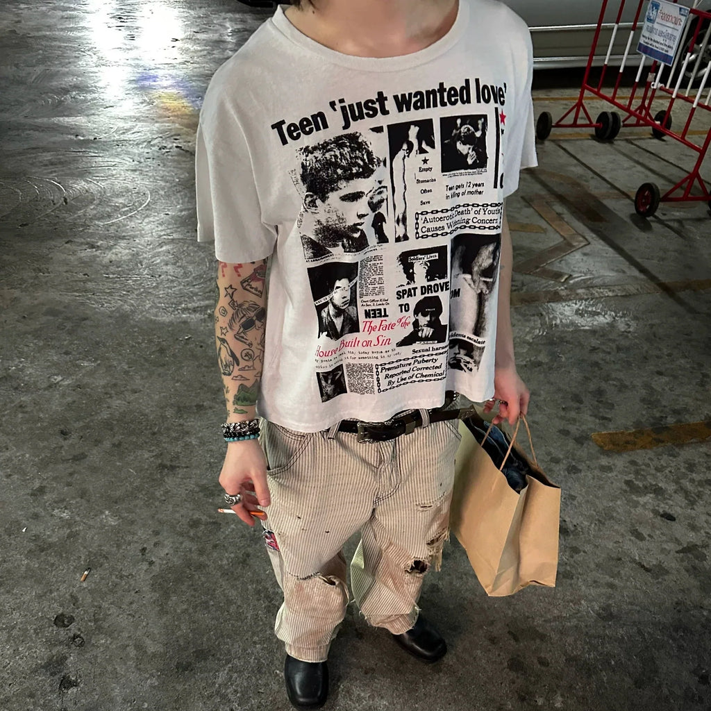 ERD “Teen Just Wanted Love” Tabloid T-Shirt — White