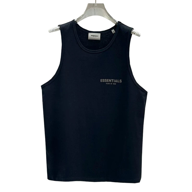 Essentials sleeveless T-shirt for men, made of pure cotton, loose fitting, American style, with a shoulder and cut sleeves, sweatshirt, sports vest for men