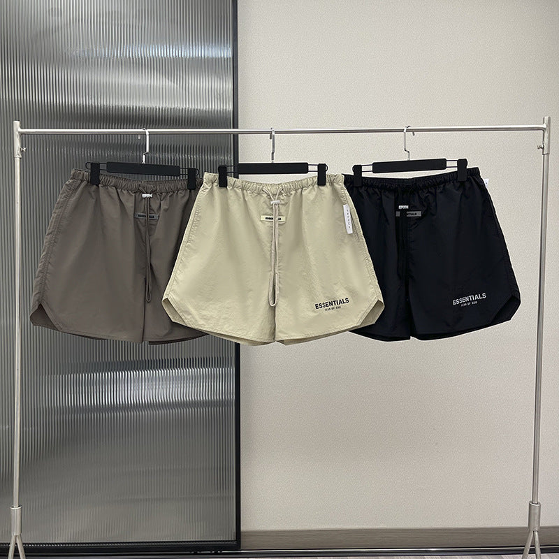 FOG woven shorts ESSENTIALS American reflective letter men's and women's high street casual plus velvet sports five quarter pants