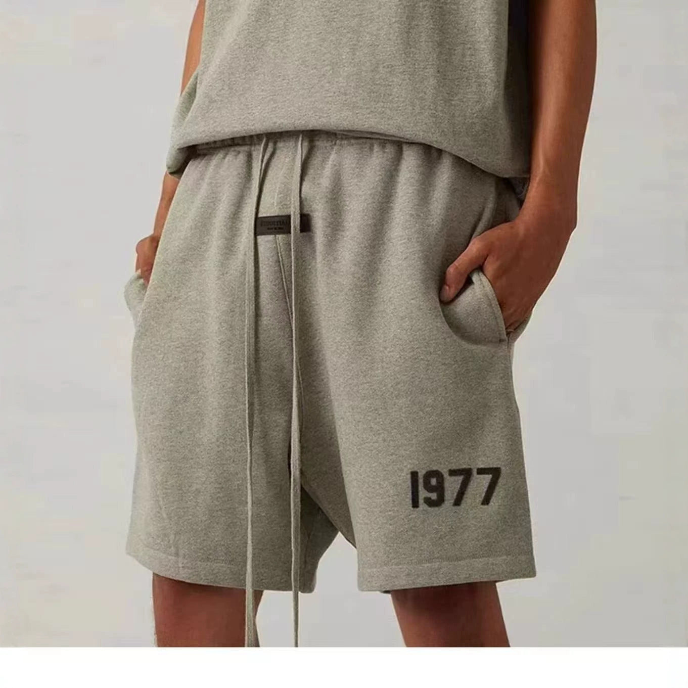 2024 New Style 1977 Plush Printed Men's Loose Casual Shorts Trendy Brand Street Pentagram Pants Summer Versatile