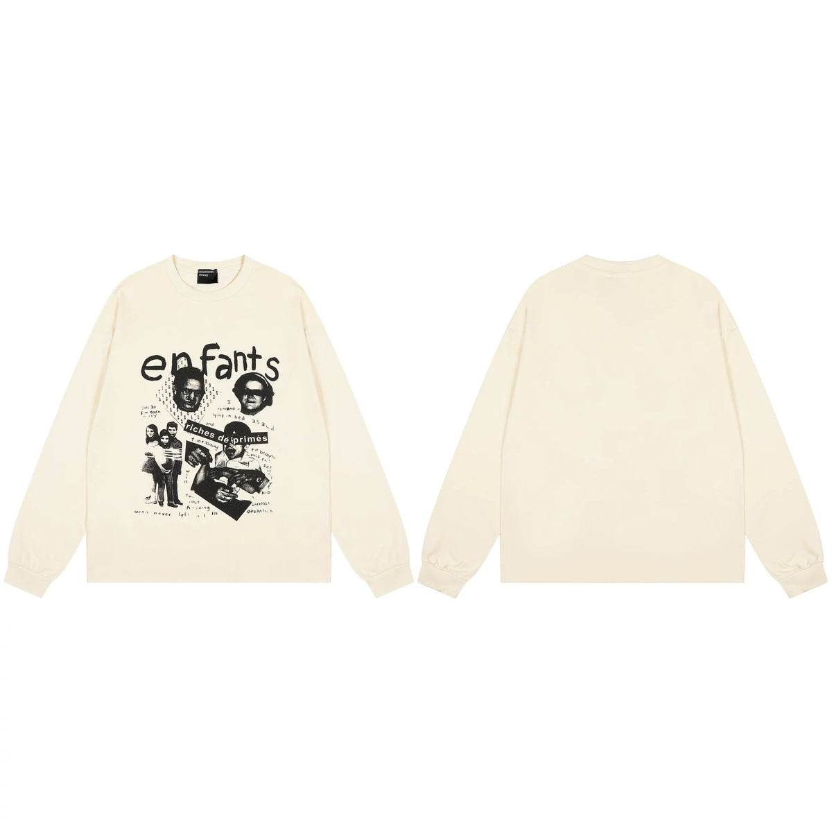 ERD “enfants riches déprimés” Zine Collage Long Sleeve T-Shirt — Cream