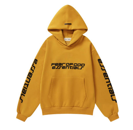 FOG Double Line ESSENTIALS Meichao High Street Silicone Letter Velvet Hoodie Casual Pants Set for Men