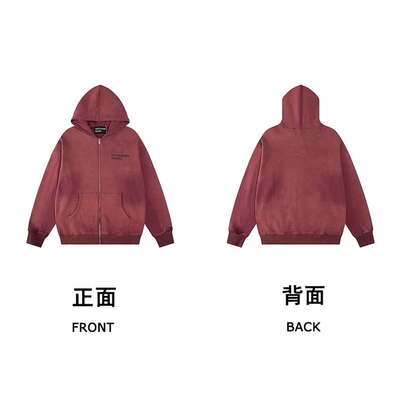 ERD Minimal Logo Zip-Up Hoodie — Brick Red