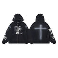 ERD "Ghost Cross" Graphic Zip-Up Hoodie — Washed Black