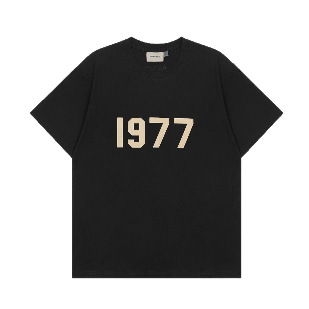 Cross border short sleeved T-shirt 1977 printed ESSENTIALS trendy brand pure cotton T-shirt set for men and women's sports wholesale in stock