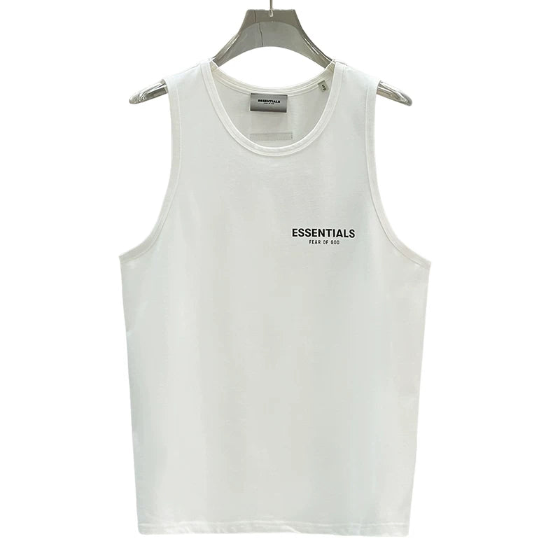 Essentials sleeveless T-shirt for men, made of pure cotton, loose fitting, American style, with a shoulder and cut sleeves, sweatshirt, sports vest for men