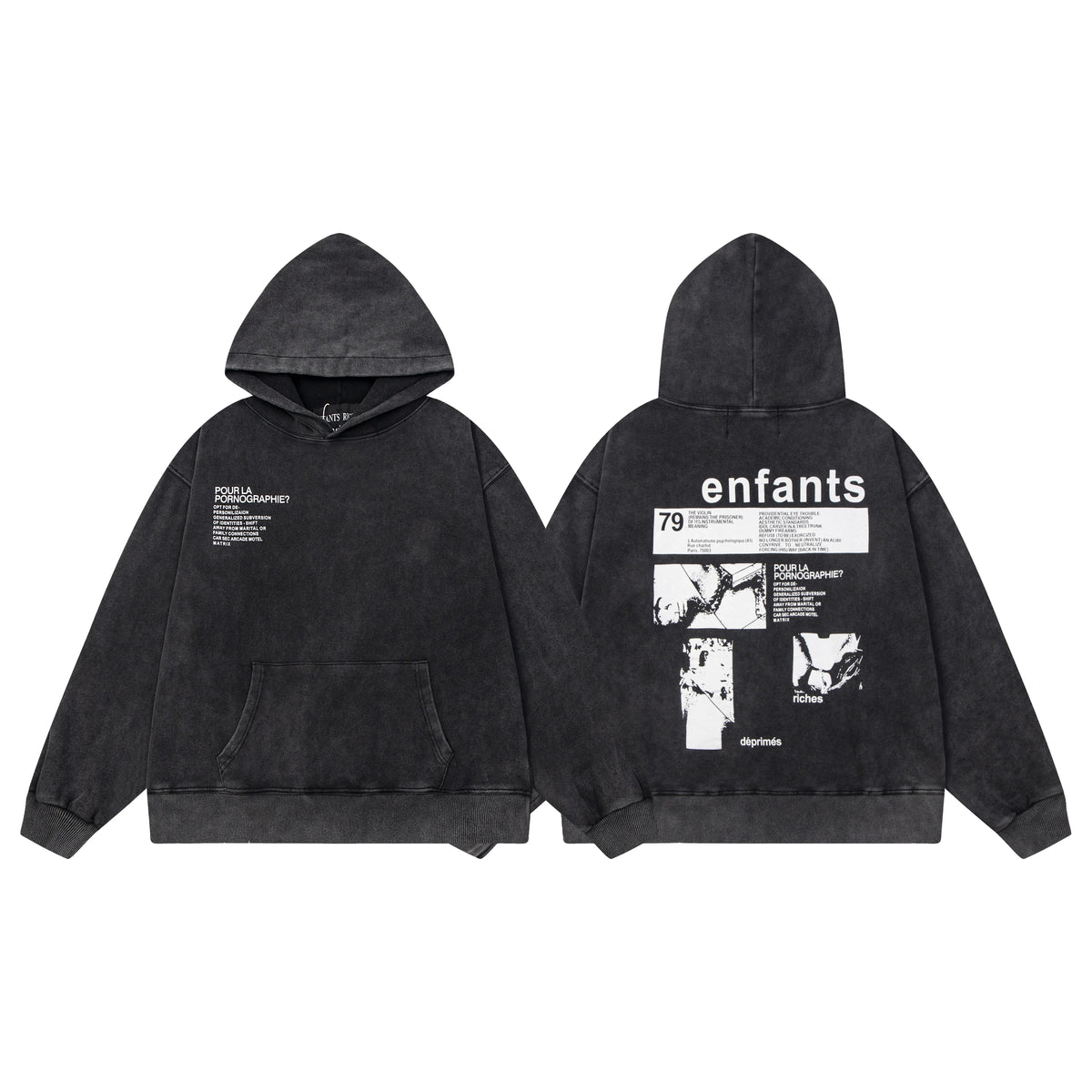ERD “Pour La Pornographie?” Pullover Hoodie — Washed Black