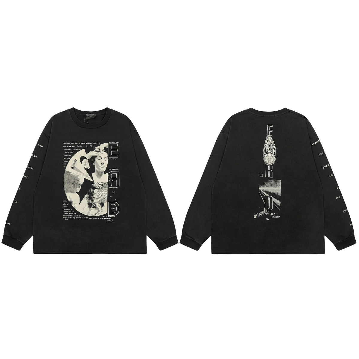 ERD “Madonna” Collage Long Sleeve T-Shirt — Black