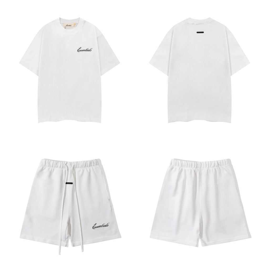 FOG Double Line ESSENTIALS Three Dimensional Letter Logo Printed Summer Loose Casual Short sleeved T-shirt Shorts Set