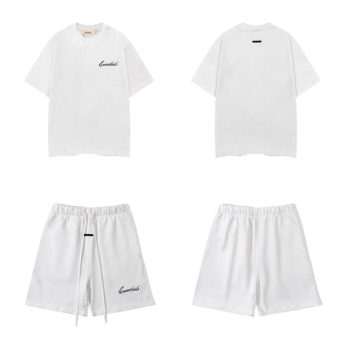 FOG Double Line ESSENTIALS Three Dimensional Letter Logo Printed Summer Loose Casual Short sleeved T-shirt Shorts Set