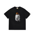 BAPE Style Snake Print & Baby Ape Head Short-Sleeve Tee - Black