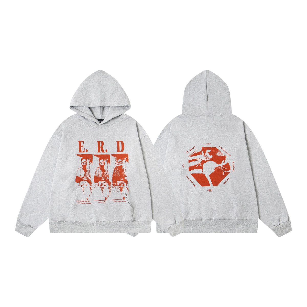 ERD E.R.D Three Figures Pullover Hoodie — Heather Gray