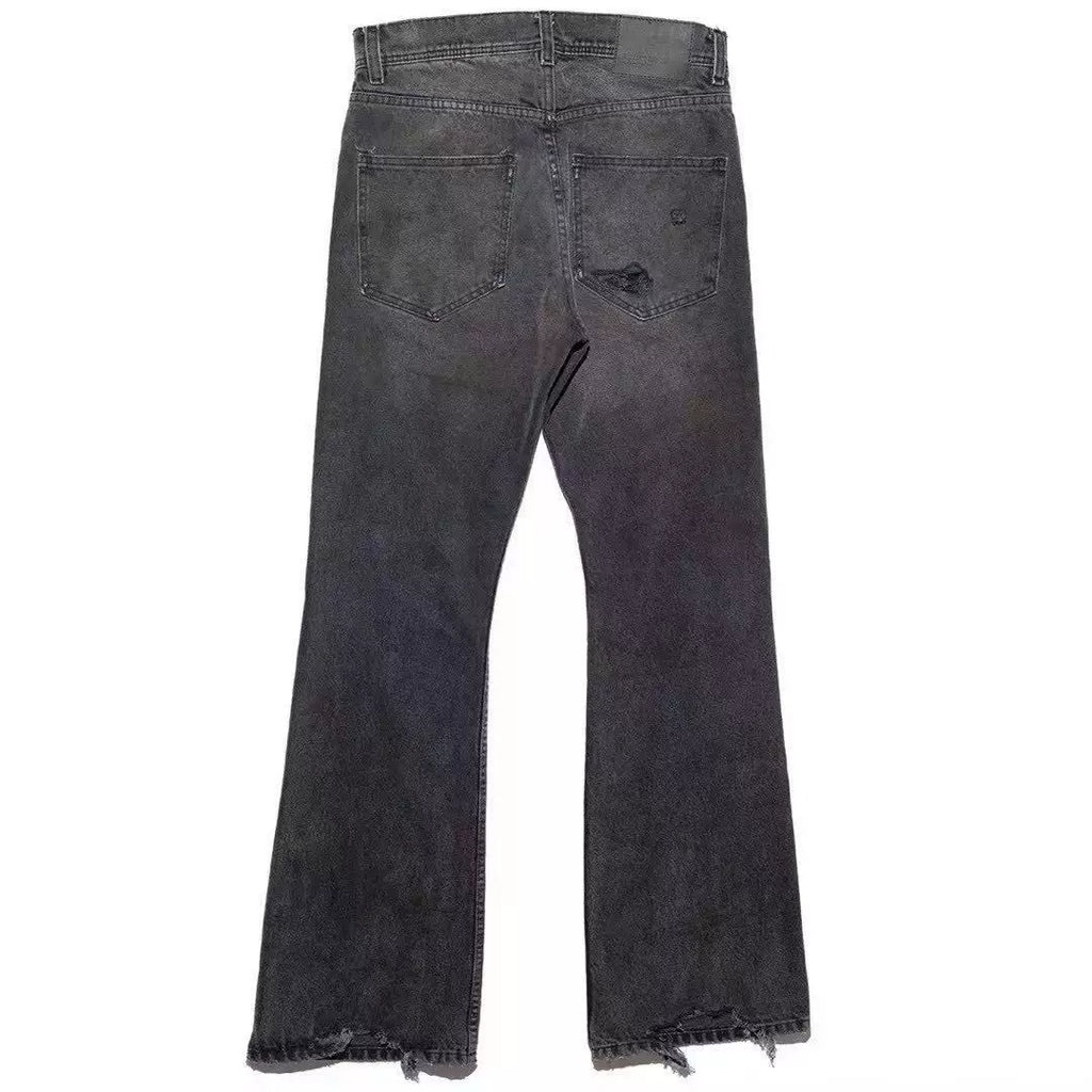 ERD Distressed Washed Straight-Leg Jeans — Dark Grey