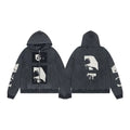 ERD Fragmented Face Graphic Zip-Up Hoodie — Washed Ash