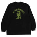 BAPE Style Arch Logo Plaid Camo Ape Head Long-Sleeve Tee - Black/Dark Green