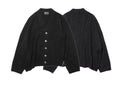 ERD Silver Button Mixed-Knit Oversized Cardigan - Black