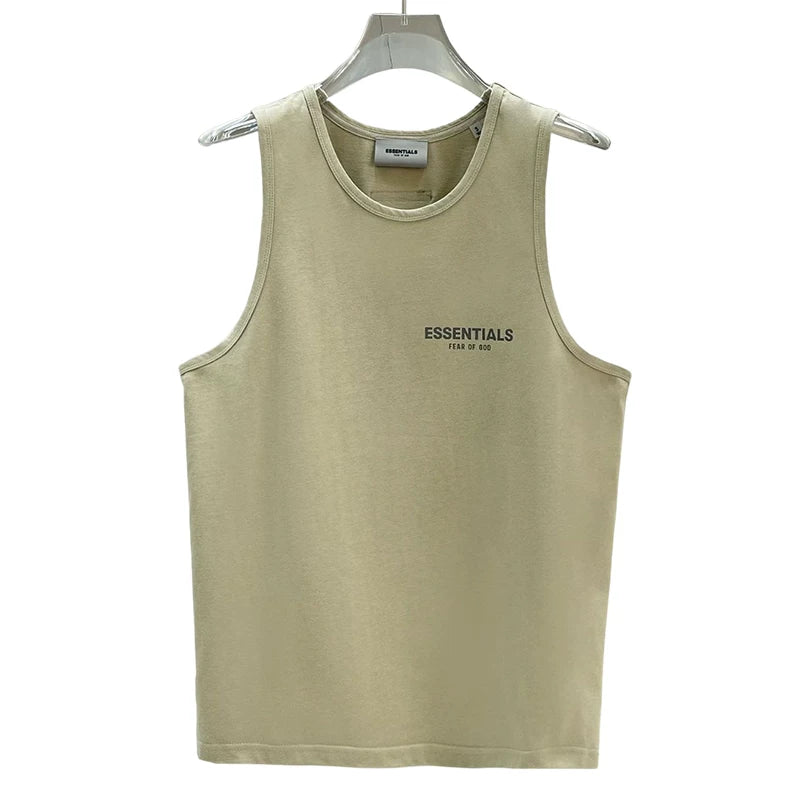 Essentials sleeveless T-shirt for men, made of pure cotton, loose fitting, American style, with a shoulder and cut sleeves, sweatshirt, sports vest for men
