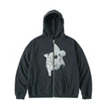 ERD 24SS Pig & Skull Zip-Up Hoodie — Washed Charcoal