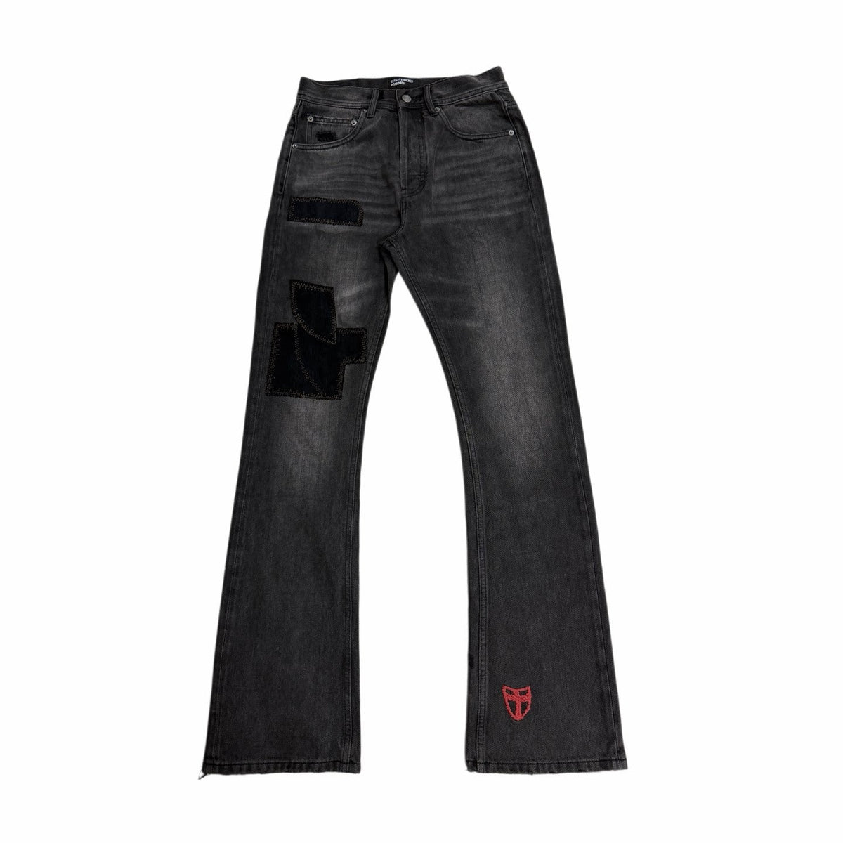 ERD 24FW Corduroy Cross Patch Embroidered Jeans — Dark Gray