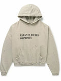 ERD Distressed Letter Print Heavyweight Hoodie - Light Grey