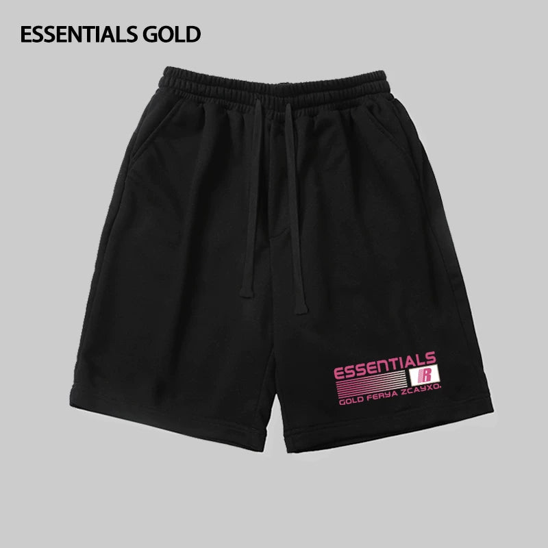ESSENTIALS Creative Letter Printed Drawstring Sports Pentagram Pants for Men and Women Summer Trendy Brand Couple Wide Leg Shorts